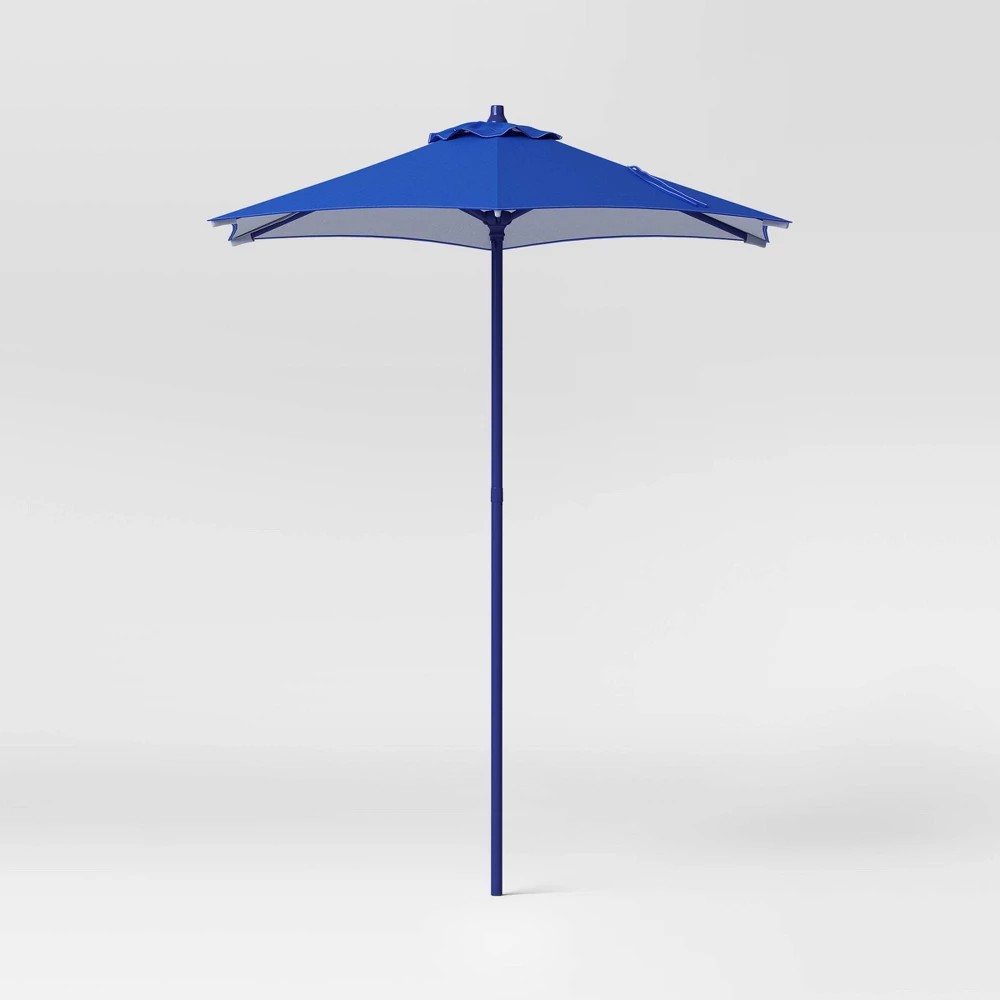 6' Round Solid Monochrome Outdoor Patio Market Umbrellas Cobalt with Cobalt Pole - Room Essentials - Bellso